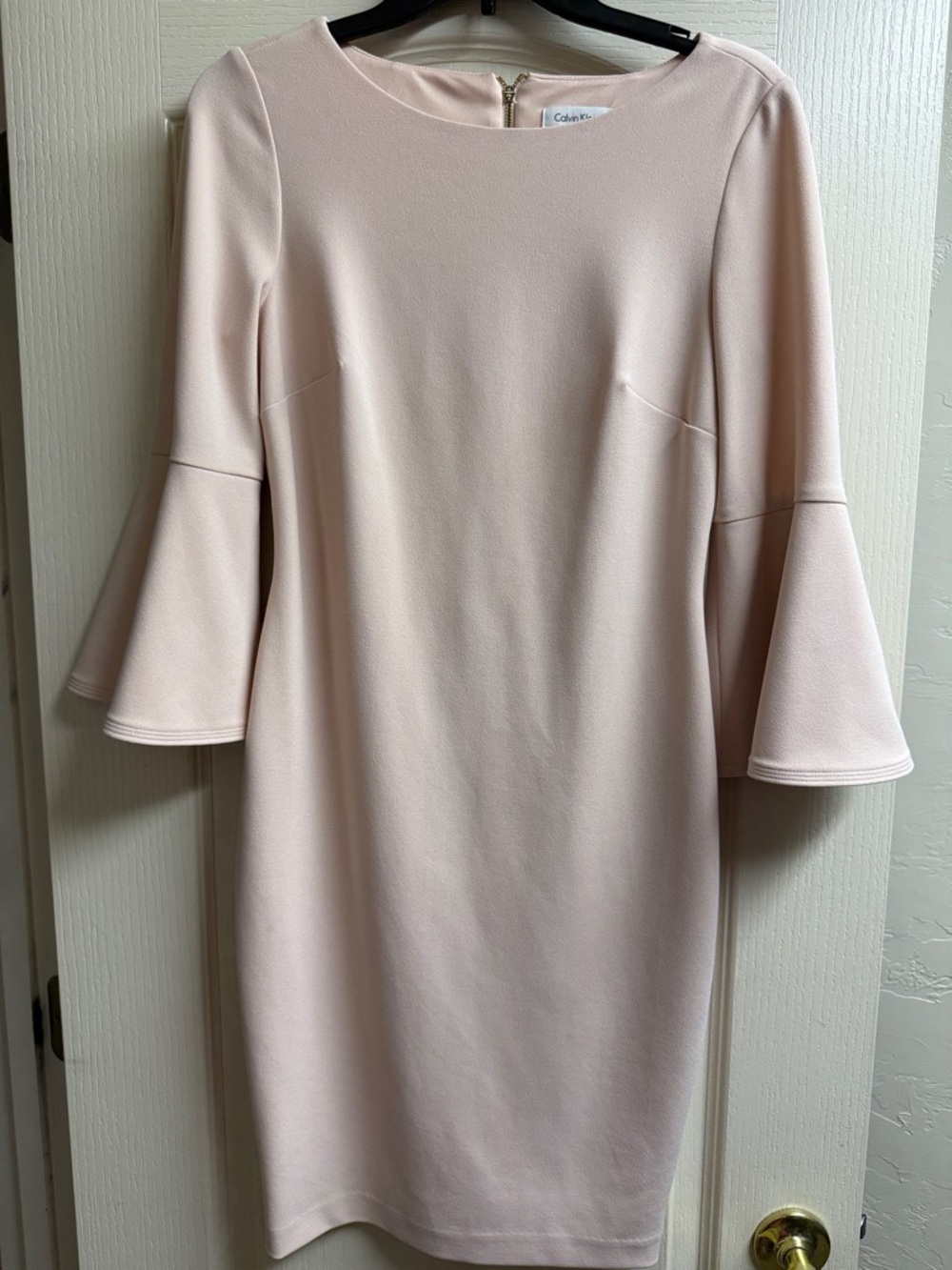 Calvin Klein Light Blush Bell-Sleeve Sheath Dress